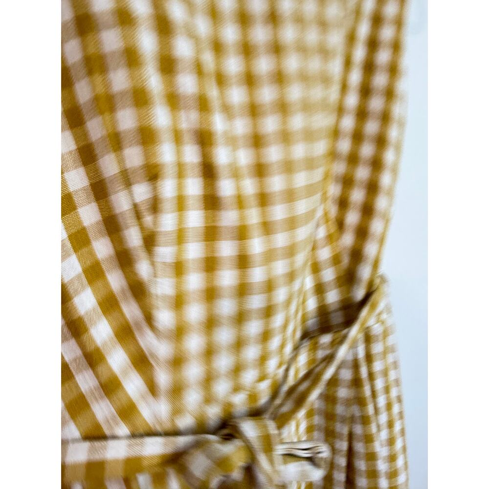 Anne Klein Size 8 Yellow Gingham Dress Waist Tie Feminine Plaid Cottage Core - Picture 4 of 5